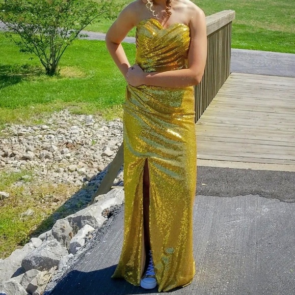 Dresses & Skirts - Gold Sequin Prom Dress
